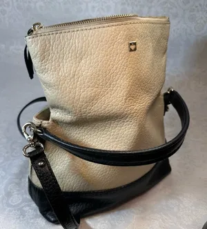 Kate Spade Southport Avenue Maria Ivory Black Leather Satchel Crossbody Bag thumbnail 1