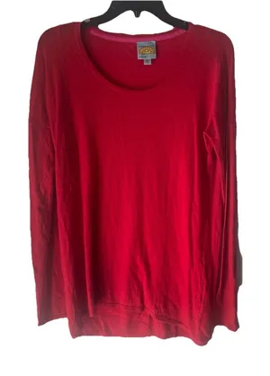 C & C California Size Medium Red Round Neck Long Sleeve Wool Cashmere‎ Sweater thumbnail 1
