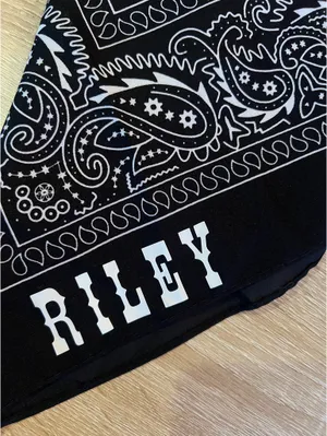 Paisley Black Bandana with “RILEY” on it thumbnail 4