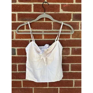 Y2K White Tie Front Cami Top One Size Coquette Minimal Summer Crop Tank thumbnail 3