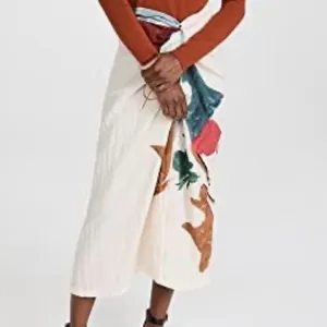 VINCE Floral Twist Front Maxi Skirt Abstract White Draped Resort Women’s Small thumbnail 2