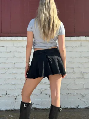 ZARA Black Pleated Mini Skirt thumbnail 8