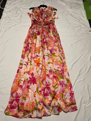 Sugarlips Pink Floral Maxi Dress with Tie-Shoulder Straps thumbnail 9