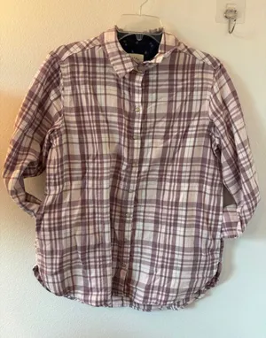 Jachs Girlfriend Purple Plaid Button Down Shirt Long Sleeve Rayon Blend Top thumbnail 1
