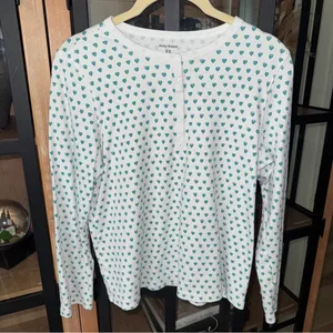 Roller Rabbit pajamas mint hearts print henley top long sleeve pima cotton thumbnail 11
