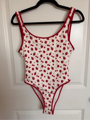 NWOT Pink x Frankie’s Bikinis Strawberry Cherry One Piece Small thumbnail 2