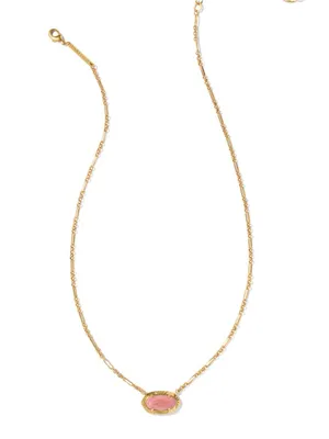 Kendra Scott Elisa Vintage Gold Etch Frame Short Pendant Necklace in Rose Quartz thumbnail 3