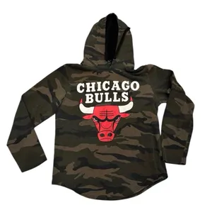 Chicago Bulls Camo Hoodie Sweatshirt NBA Camouflage Green Red Black M thumbnail 1