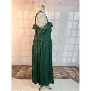Loft Green Eyelet Ruffle Square Neck Sleeveless Cotton Midi Sundress Size 10 thumbnail 6