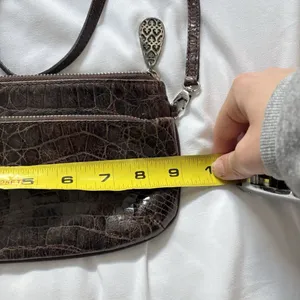 Vintage 90s Y2K Brighton Brown Leather Reptile Print Shoulder Bag‎ Hearts thumbnail 6