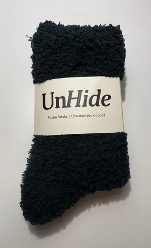 UnHide Softie Socks Forest Green Faux Fur Plush Cozy Lounging Crew Socks NEW‎ thumbnail 1