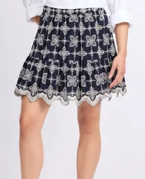 Skies Are Blue Women's Size Medium Petite Prudence Embroidered Ruffle Hem Skirt thumbnail 1