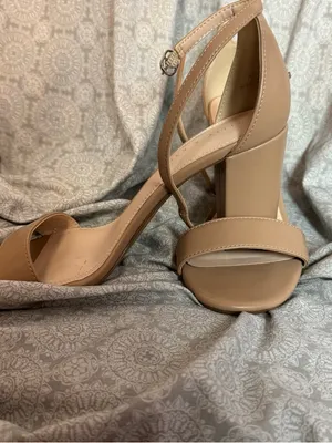Kelly & Katie Beige Block Heel Sandals with Ankle Strap thumbnail 7