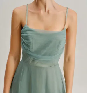 Rihoas Green Mesh Flowy Slip Midi Dress thumbnail 2
