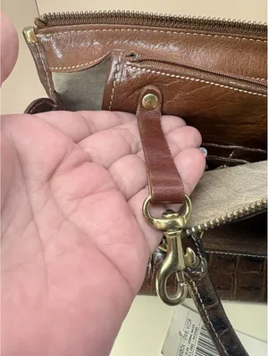 Authentic Vintage Brahmin Brown Leather Satchel Handbag – Lucky Penny Included thumbnail 8