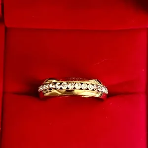 Classic 10K Plated Yellow Gold Channel Set Diamond 4mm Band Size 9 thumbnail 2