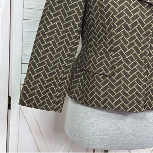 Ann Taylor Loft‎ Blazer Women 2 Brown Herringbone Tile Geometric Print Jacket thumbnail 7