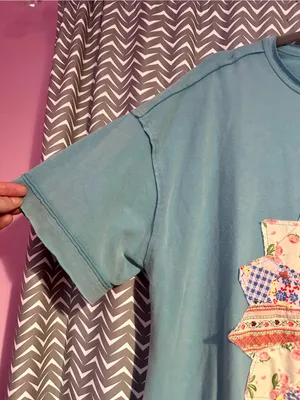 Easel | BOHO PATCH MINERAL WASHED T-SHIRT DRESS BLUE, M thumbnail 6