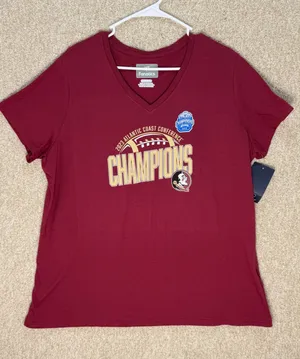 Fanatics NWT Florida State Seminoles 2023 ACC Champions V-Neck T-Shirt‎ Women 2XL thumbnail 1