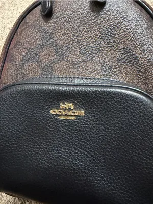 Coach Mini Backpack in Brown Signature Canvas and Black Leather thumbnail 3