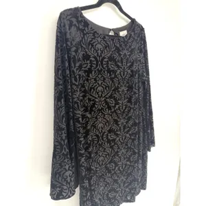 ECI Burnout Velvet Shift Dress Large Black Whimsigoth Fairy Dark Academia Witchy thumbnail 4