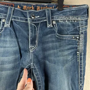 Rock Revival Jen Boot Cut Jeans Womens 31 Stretch Denim Blue Studded Flap Pocket thumbnail 5