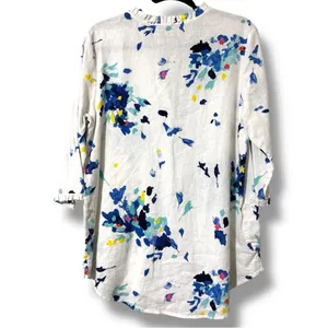FOR CYNTHIA women’s medium hi low v-neck tunic with pockets 3/4 sleeves floral thumbnail 2
