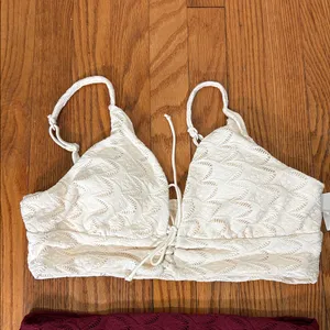 Andie Bikini‎ Set Cabarete Top Super High Waisted Bottom Lace Cream Syrah L NWT thumbnail 5