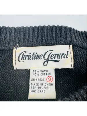 1980’s Christine Gerard Black Gold Sequin Beaded Embellished Sweater Size S thumbnail 3