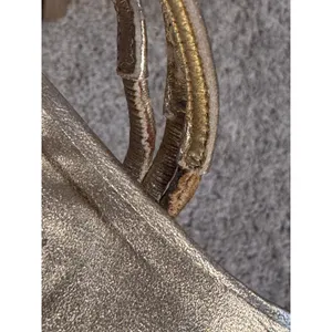 Vintage MANOLO BLAHNIK Metallic Champagne Lace-Up Sandal Stiletto Heels 37.5 thumbnail 10