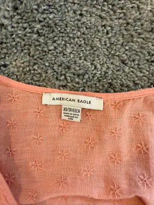 American Eagle Outfitters Coral Tie-Front Long Sleeve Crop Top thumbnail 3