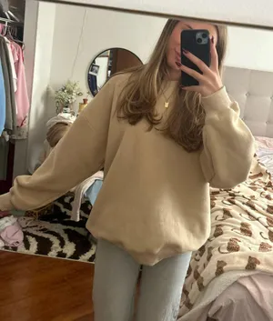 Tickled Teal Cream oversized thick crewneck thumbnail 1