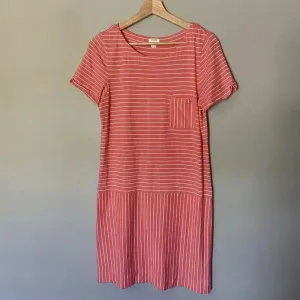 Jcrew knit midi T-shirt dress pink stripes‎ size Small Cotton thumbnail 2