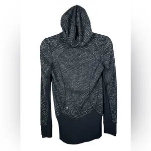 Lululemon Daily Practice Jacket Womens 4 Black Gray Print Hooded Full Zip‎ thumbnail 5