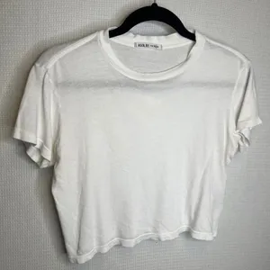 Agolde Premium White Cotton Short Sleeve Cropped Tee Shirt A7012 Women Size S thumbnail 1