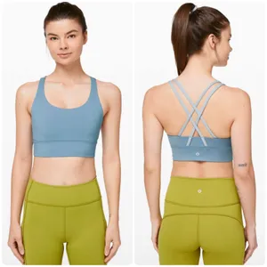 Lululemon Womens Energy Long Line Sports Bra Utility Blue Blue Cast Gym Size 10 thumbnail 2