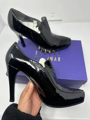Stuart Weitzman Black Patent‎ Leather Loafer Pumps Size 8.5 thumbnail 2