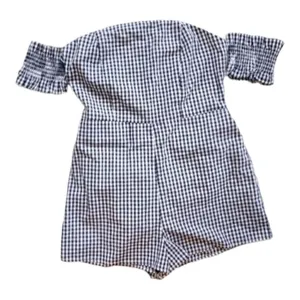 NWT Womens Urban Outfitters Kimchi Blue Gingham Off Shoulder Romper - Sz 2 thumbnail 3