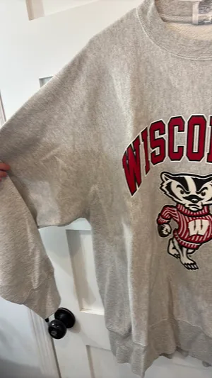 Badgers Oversized Grey Crewneck UW-Madison Champion thumbnail 2