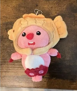 New‎ Cute pink loopy Plush Keychain - Removable Taiyaki Hat - 10cm Mini Doll new thumbnail 1