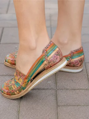Indios by Impucalza Mexican Leather Floral Woven Huarache Boho Flats US 8 MX 25 thumbnail 8