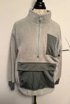 OFFLINE‎ by Aerie Sherpa Fleece Half Zip Pullover Sweatshirt gray S P thumbnail 1