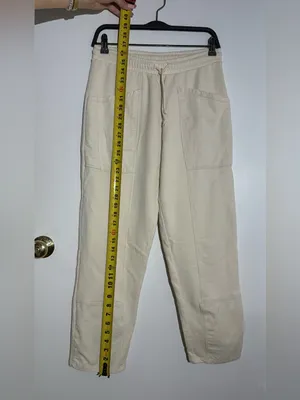 Zara Wide Leg Drawstring Pants - Cream thumbnail 6