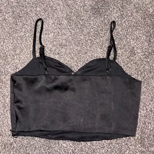 Glam Black satin corset top with adjustable straps small thumbnail 3