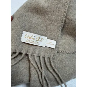Cristina Chiti 100% Cashmere Scarf Made in Italy Taupe Beige 10x72 Fringe thumbnail 4