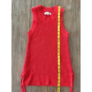 LOFT Sleeveless Knit Tunic‎ Top Red Side Tie Ribbed Sweater Tank XS thumbnail 5