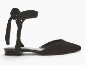 NWT Schutz Barbrah suede wrap ankle flats black 6 thumbnail 1