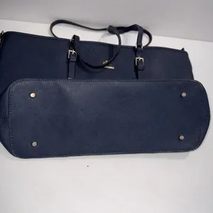Rowallan‎ Large Old Money Minimalist Navy Blue Canvas Tote Purse thumbnail 15