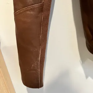 Hinge Hooded Brown Leather Jacket - size small thumbnail 6