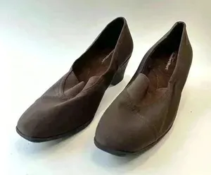 George Heels‎ Womens 6 Comfort Start Loafers Pumps Wedge Black Fabric Slip On thumbnail 1